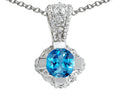 Tommaso Design™ Round Genuine Blue Topaz Pendant Necklace