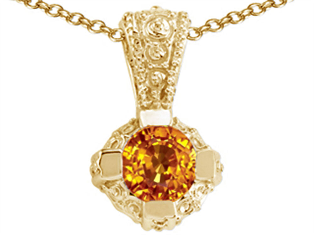 Tommaso Design™ Round Genuine Citrine Pendant Necklace
