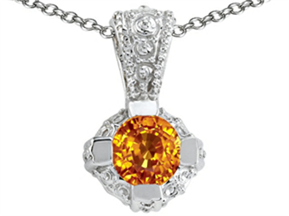 Tommaso Design™ Round Genuine Citrine Pendant Necklace