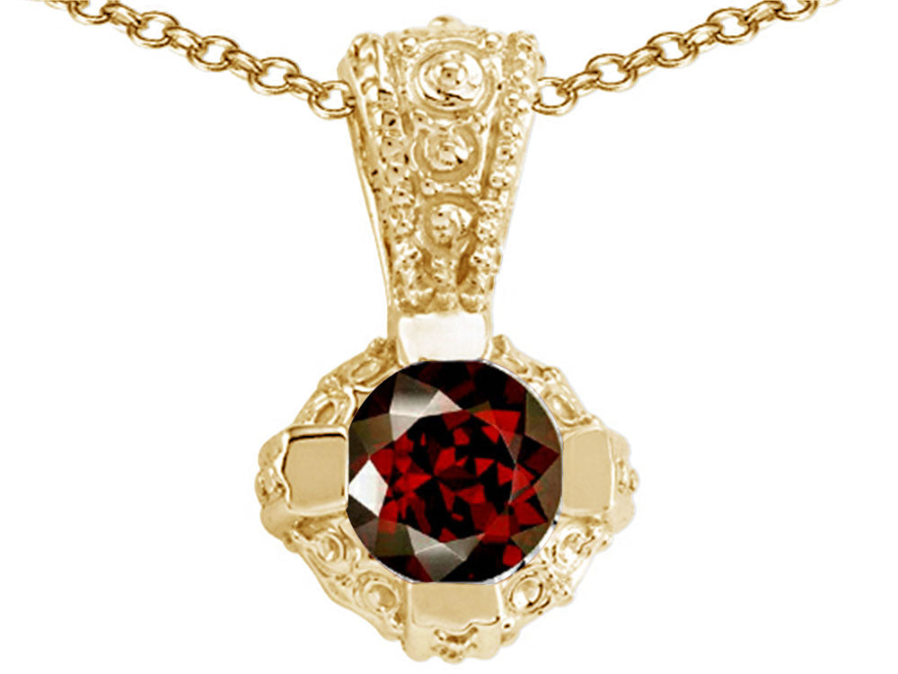 Tommaso Design™ Round Genuine Garnet Pendant Necklace