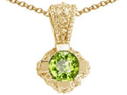 Tommaso Design™ Round Genuine Peridot Pendant Necklace