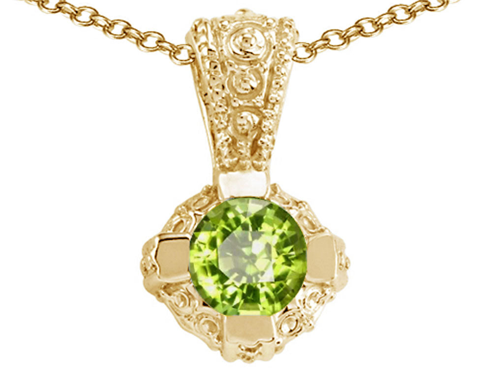 Tommaso Design™ Round Genuine Peridot Pendant Necklace