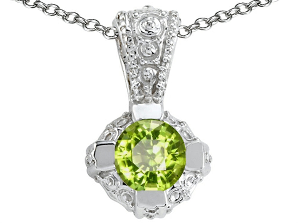 Tommaso Design™ Round Genuine Peridot Pendant Necklace