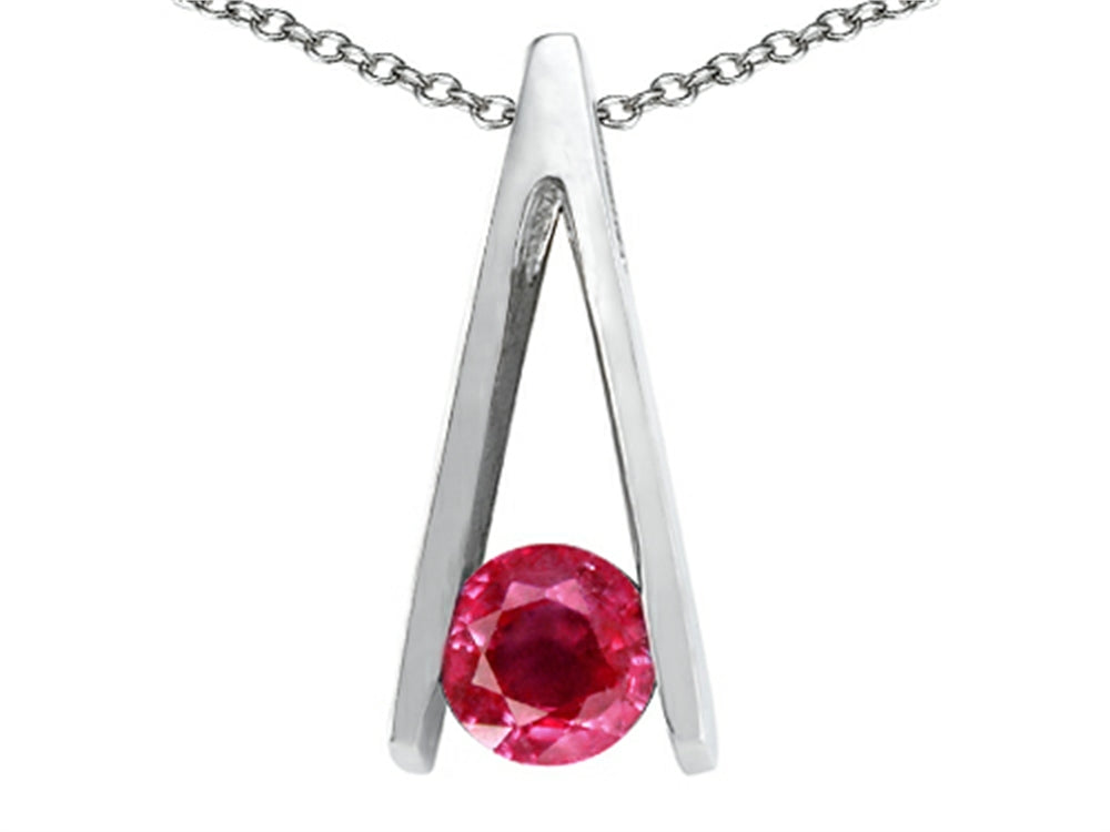 Tommaso Design™ Genuine Round Ruby Pendant Necklace