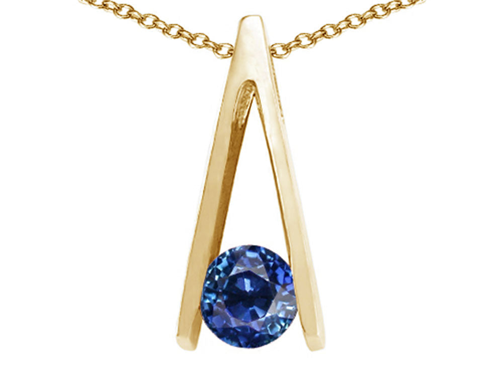 Tommaso Design™ Round Genuine Sapphire Pendant Necklace