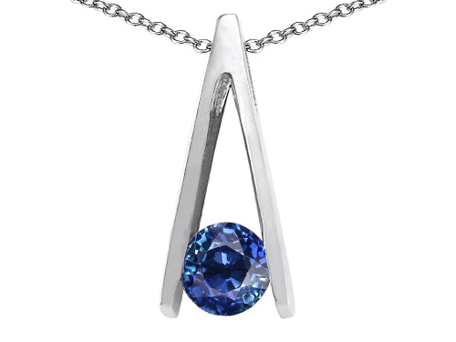 Tommaso Design™ Round Genuine Sapphire Pendant Necklace