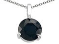 Tommaso Design™ Round Genuine Black Sapphire Solitaire Pendant Necklace