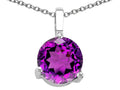 Tommaso Design™ Genuine Round Amethyst Solitaire Pendant Necklace