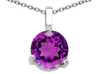Tommaso Design™ Genuine Round Amethyst Solitaire Pendant Necklace