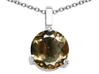Tommaso Design™ Round Genuine Smoky Quartz Solitaire Pendant Necklace