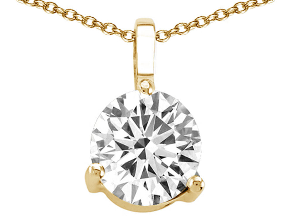Tommaso Design™ Round Genuine White Topaz Solitaire Pendant Necklace