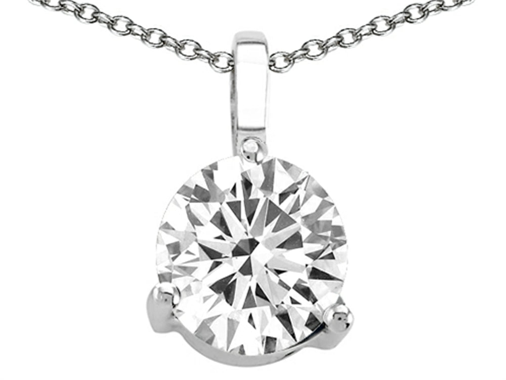 Tommaso Design™ Round Genuine White Topaz Solitaire Pendant Necklace