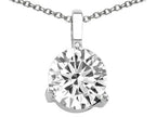 Tommaso Design™ Round Genuine White Topaz Solitaire Pendant Necklace
