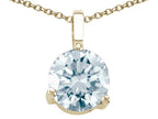 Tommaso Design™ Genuine Round Aquamarine Solitaire Pendant Necklace