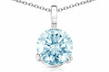 Tommaso Design™ Genuine Round Aquamarine Solitaire Pendant Necklace