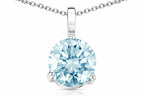 Tommaso Design™ Genuine Round Aquamarine Solitaire Pendant Necklace