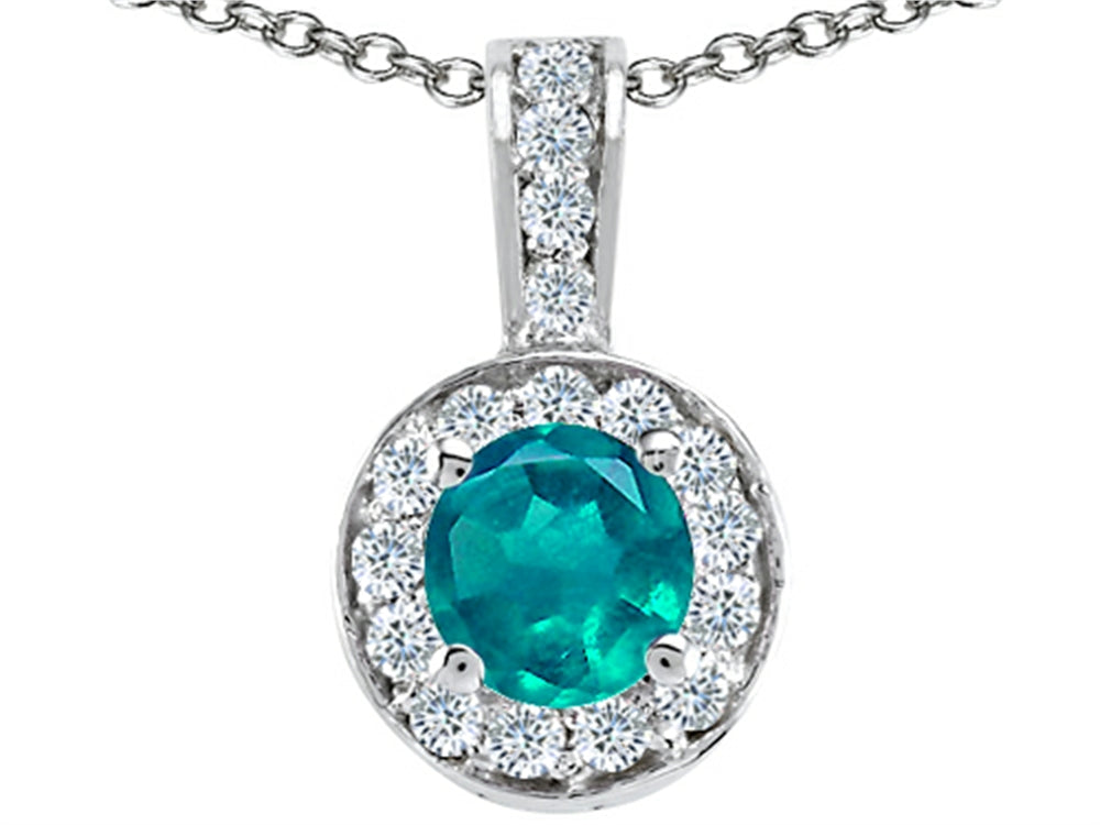 Tommaso Design™ Round Genuine Emerald Pendant Necklace