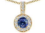 Tommaso Design™ Round Genuine Sapphire Pendant Necklace