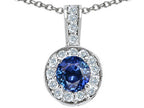 Tommaso Design™ Round Genuine Sapphire Pendant Necklace