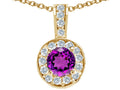 Tommaso Design™ Round Genuine Amethyst Pendant Necklace