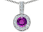 Tommaso Design™ Round Genuine Amethyst Pendant Necklace