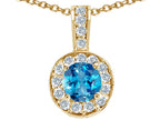 Tommaso Design™ Round Genuine Blue Topaz Pendant Necklace