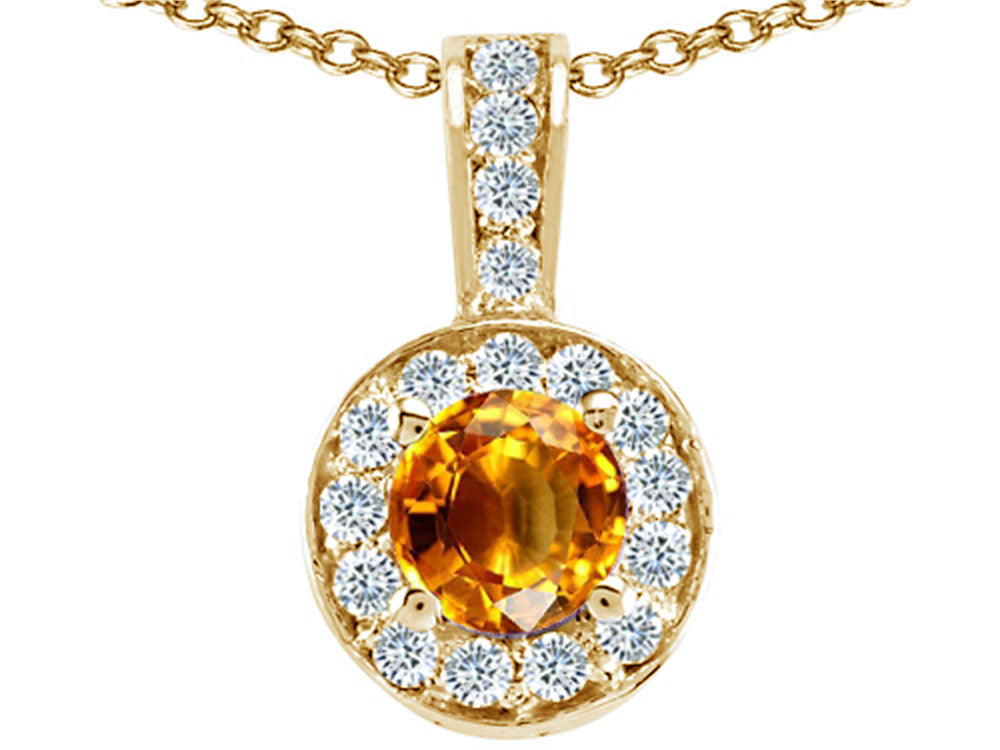Tommaso Design™ Round Genuine Citrine Pendant Necklace