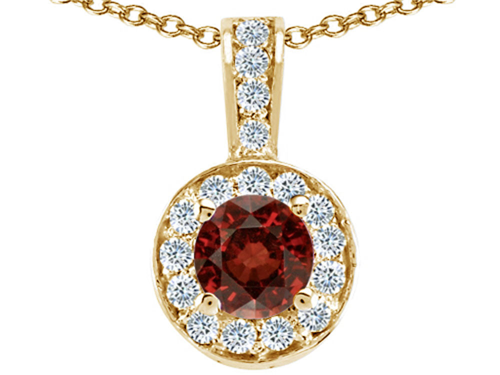 Tommaso Design™ Round Genuine Garnet Pendant Necklace