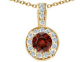 Tommaso Design™ Round Genuine Garnet Pendant Necklace