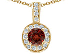 Tommaso Design™ Round Genuine Garnet Pendant Necklace