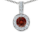 Tommaso Design™ Round Genuine Garnet Pendant Necklace