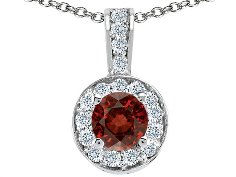 Tommaso Design™ Round Genuine Garnet Pendant Necklace