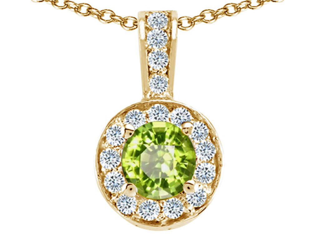 Tommaso Design™ Round Genuine Peridot Pendant Necklace