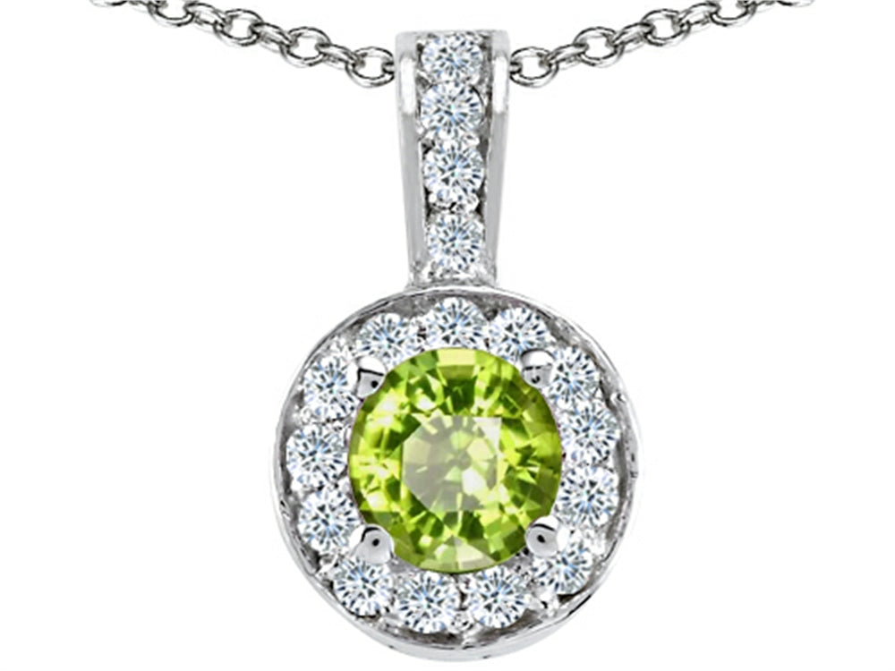 Tommaso Design™ Round Genuine Peridot Pendant Necklace