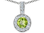 Tommaso Design™ Round Genuine Peridot Pendant Necklace