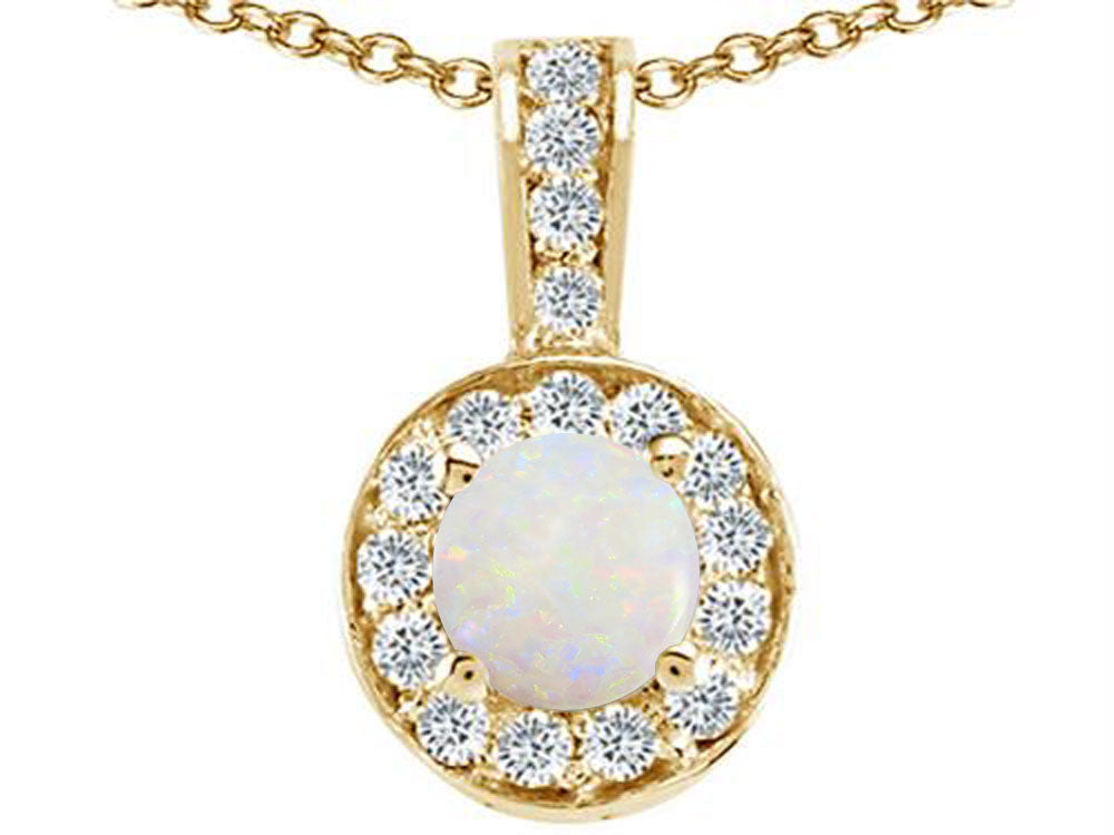Tommaso Design™ Round Genuine Opal Pendant Necklace