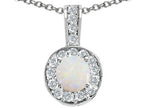 Tommaso Design™ Round Genuine Opal Pendant Necklace