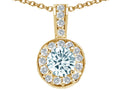 Tommaso Design™ Round Genuine Aquamarine Pendant Necklace