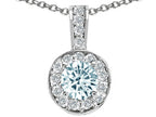 Tommaso Design™ Round Genuine Aquamarine Pendant Necklace