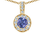 Tommaso Design™ Round Genuine Tanzanite Pendant Necklace