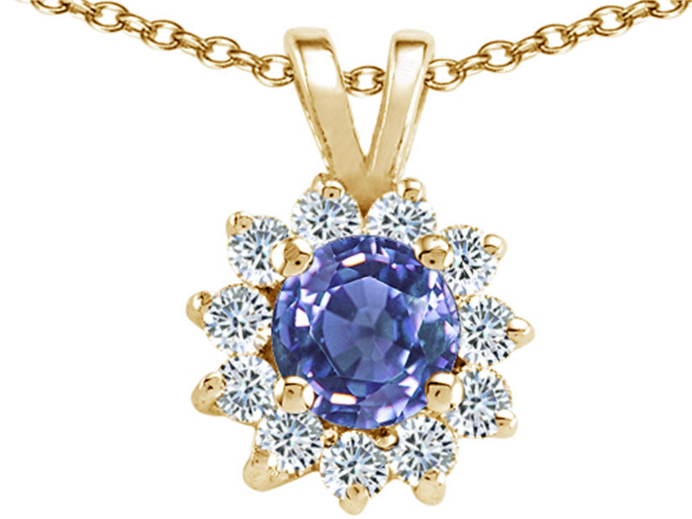 Tommaso Design™ Round Genuine Tanzanite Pendant Necklace
