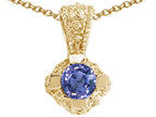 Tommaso Design™ Round Genuine Tanzanite Pendant Necklace
