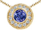 Tommaso Design™ Round Genuine Tanzanite Pendant Necklace
