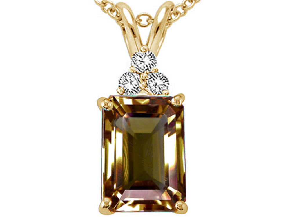 Tommaso Design™ 8x6mm Emerald Cut Genuine Smoky Quartz Pendant Necklace