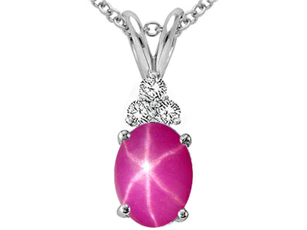 Tommaso Design™ Oval 7x5mm Created Star Ruby Pendant Necklace