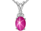 Tommaso Design™ Oval 7x5mm Created Star Ruby Pendant Necklace