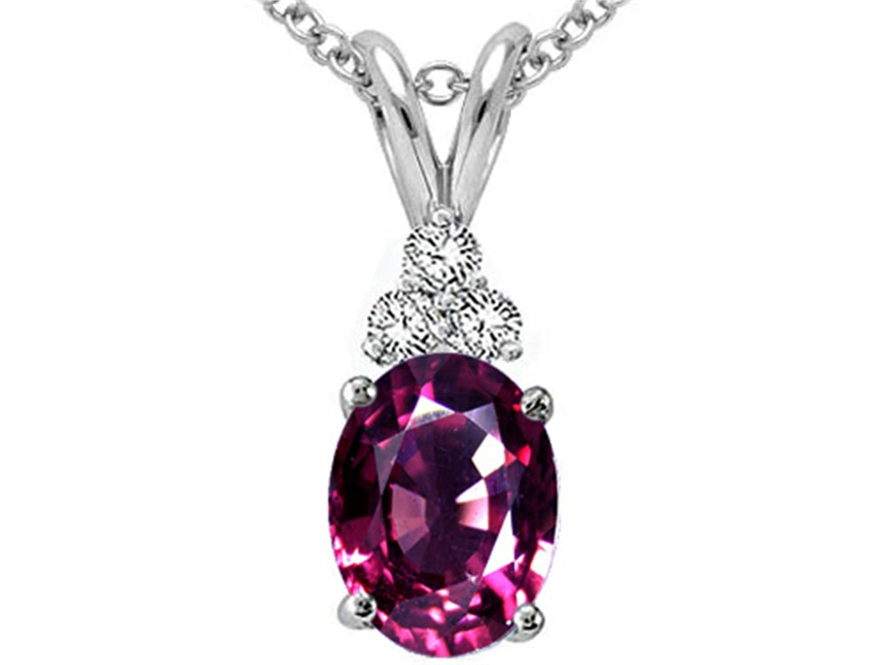 Tommaso Design™ Oval Genuine Rhodolite Pendant Necklace