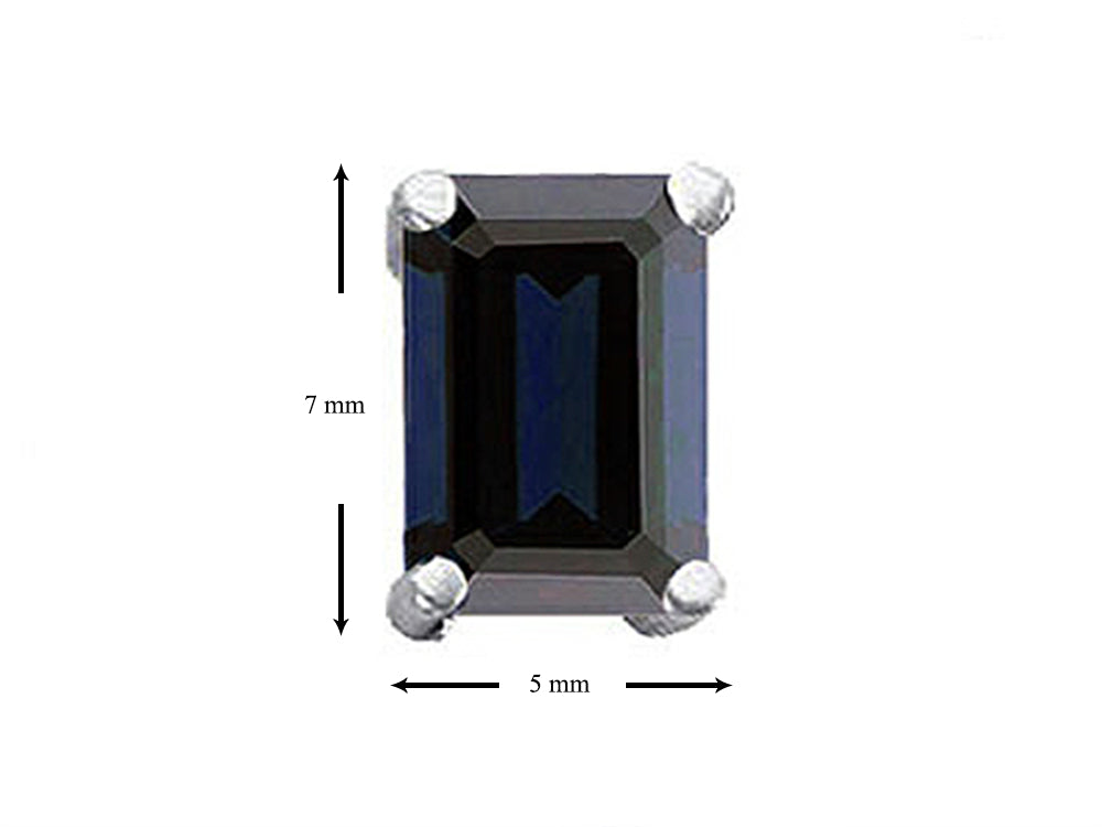 Star K™ Emerald Cut 7x5mm Genuine Black Sapphire Earrings Studs