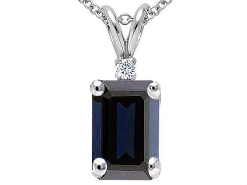 Tommaso Design™ Emerald Cut Genuine Sapphire Pendant Necklace