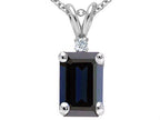 Tommaso Design™ Emerald Cut Genuine Sapphire Pendant Necklace